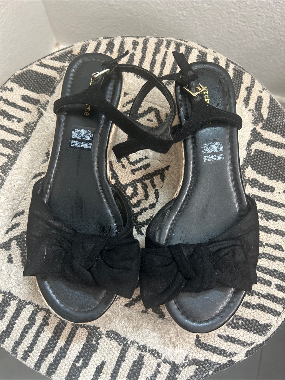 Black Bow Ankle-Strap Sandals  Liz Claiborne